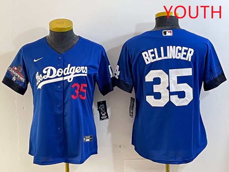 Youth Los Angeles Dodgers #35 Bellinger Blue City Edition 2025 Nike MLB Jersey style 5